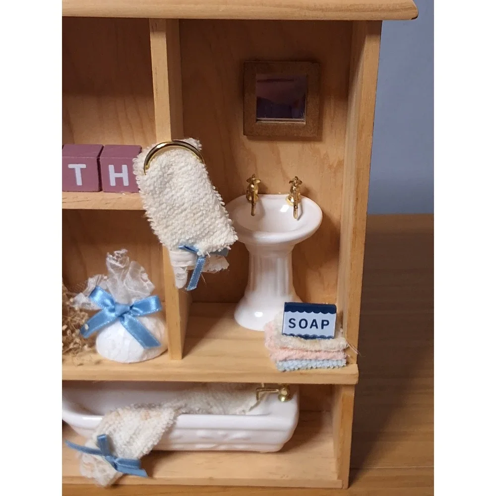 Vintage Decor & More Country Bath Curio Shadow Box Wall Display With Box